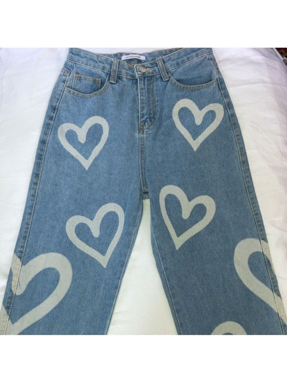 Colorful Natalie High Waisted, Wide Leg Heart Jeans in light Denim size 27 - Picture 8 of 11